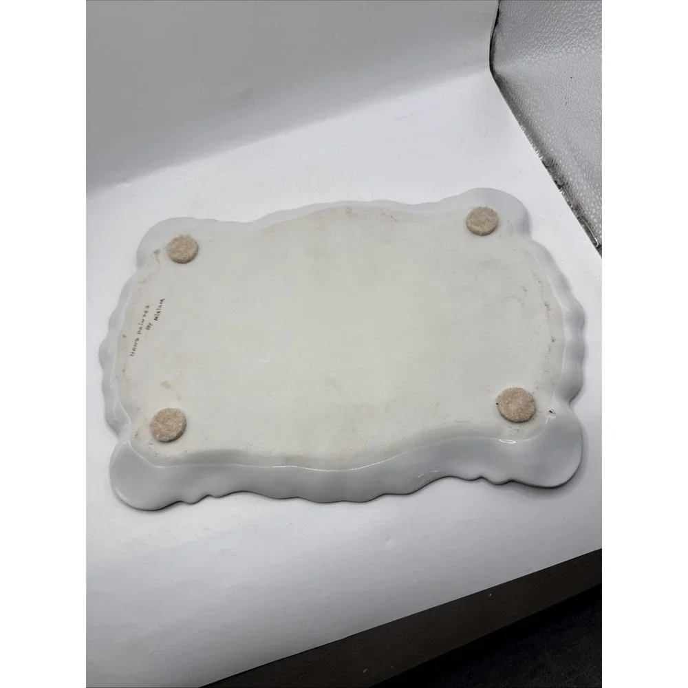 Antique Porcelain Hand Painted Signed Miriam Vanity Tray 12